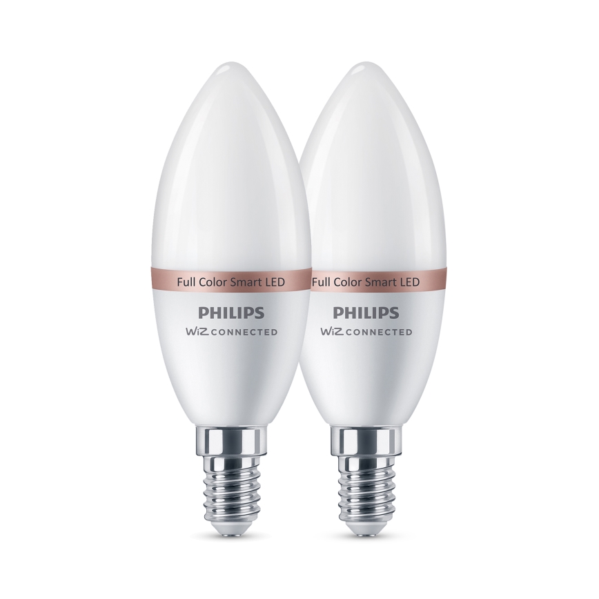 Sæt med 2 LED RGB dæmpbare pærer Philips SMART C37 E14/4,9W/230V 2200-6500K CRI 90