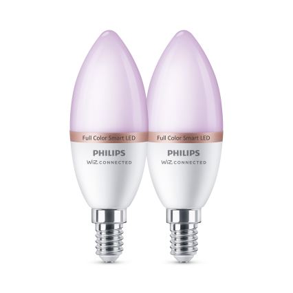Sæt med 2 LED RGB dæmpbare pærer Philips SMART C37 E14/4,9W/230V 2200-6500K CRI 90