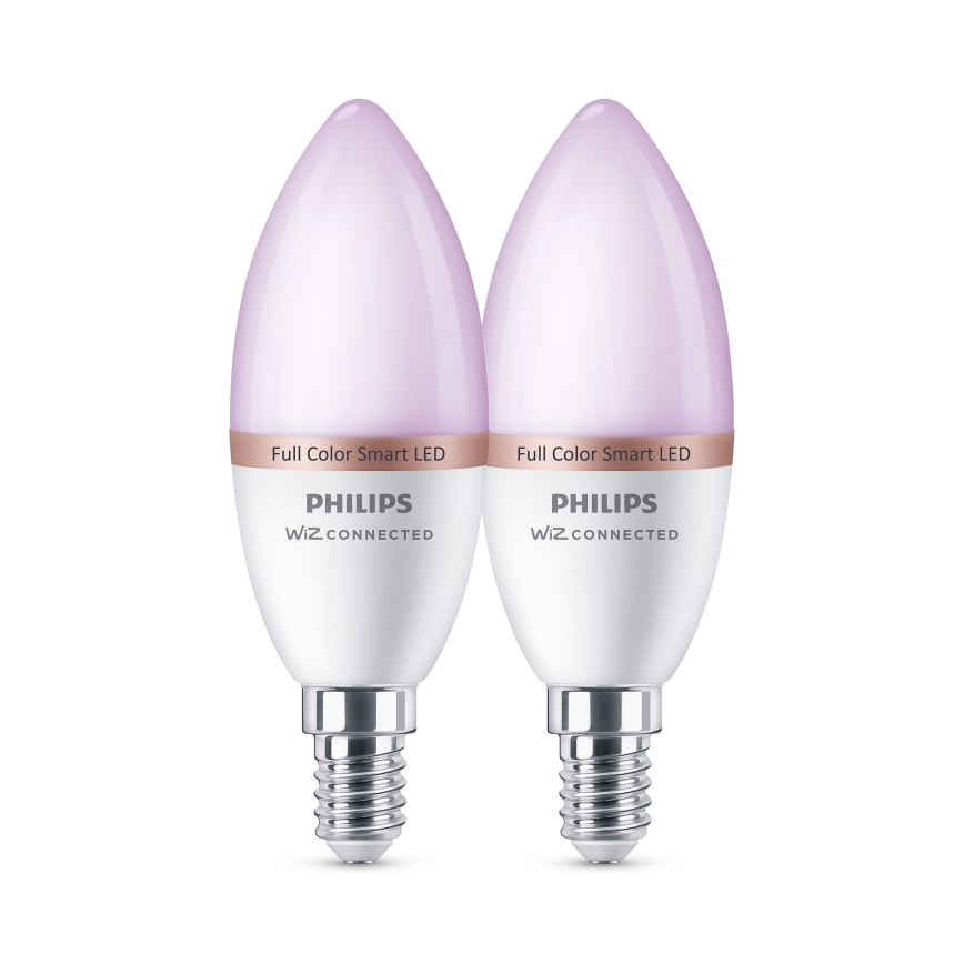 Sæt med 2 LED RGB dæmpbare pærer Philips SMART C37 E14/4,9W/230V 2200-6500K CRI 90