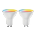 Sæt med 2 LED RGBW dæmpbare pærer MESH Smart GU10/6,5W/230V 2700-6500K + fjernbetjening - Aigostar