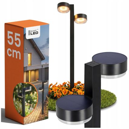 Sæt med 2 LED-solcellelamper 2xLED/1W/3,7V 1200 mAh 55 cm IP65 sort