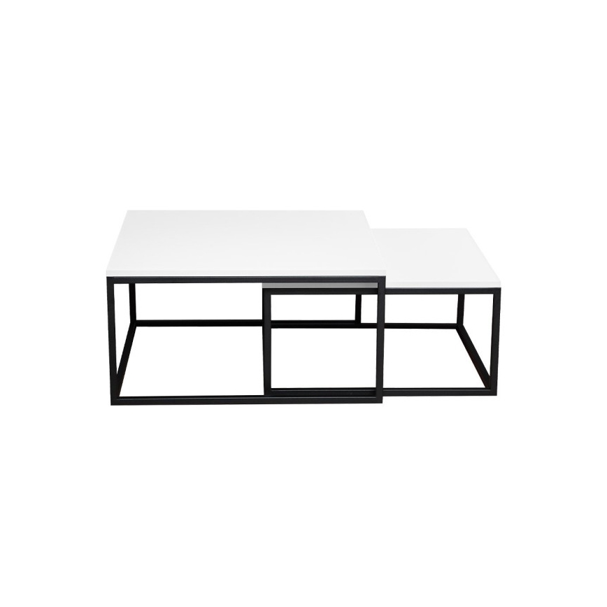 Sæt med 2 sofaborde DUAL 76x76/66x66 cm sort/hvid