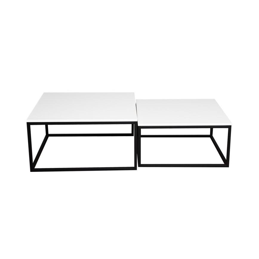 Sæt med 2 sofaborde DUAL 76x76/66x66 cm sort/hvid