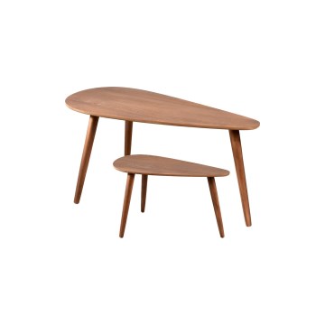 Sæt med 2 sofaborde SOLE 60/80x30/40 cm i valnød