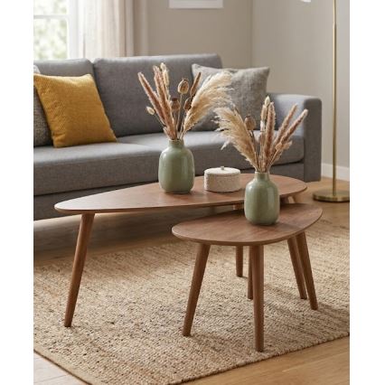 Sæt med 2 sofaborde SOLE 60/80x30/40 cm i valnød