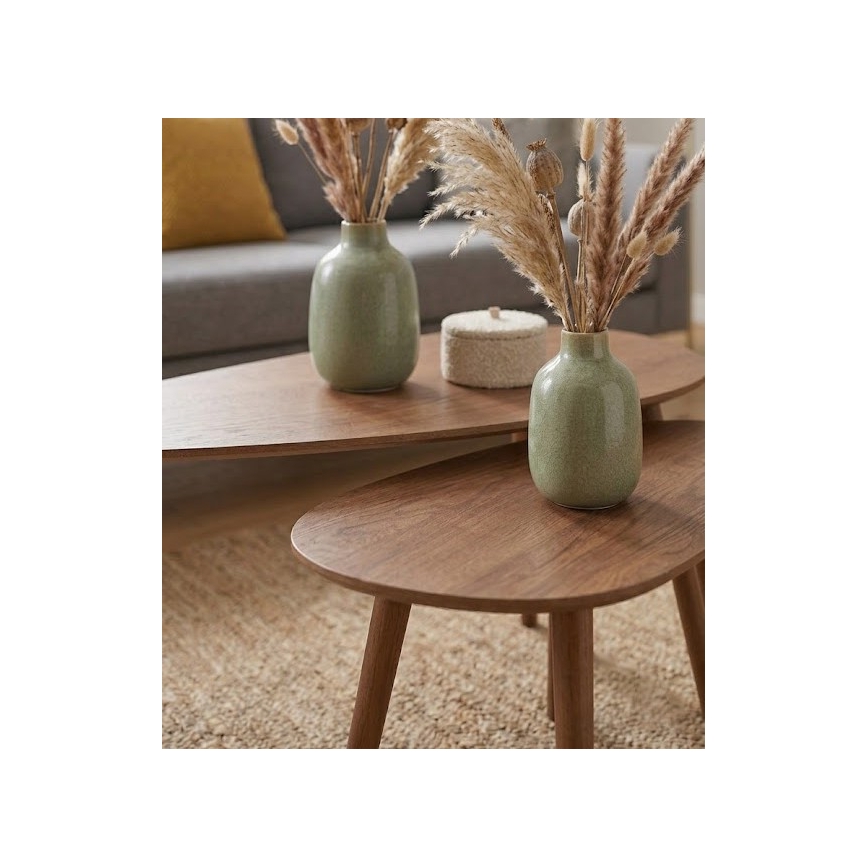 Sæt med 2 sofaborde SOLE 60/80x30/40 cm i valnød