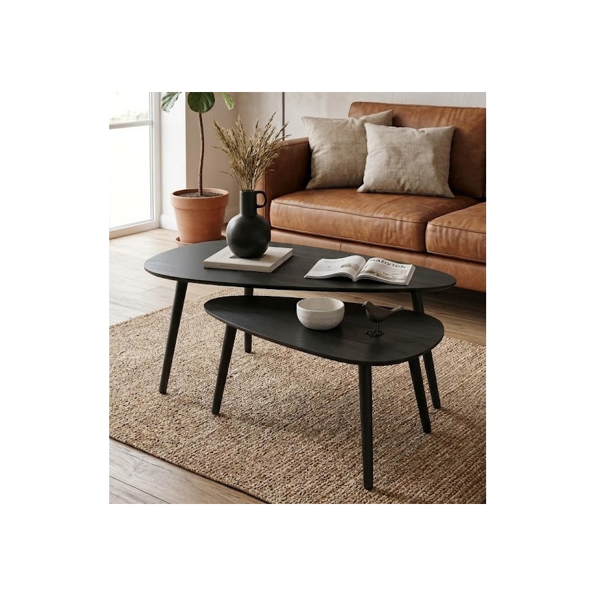 Sæt med 2 sofaborde SOLE 60/80x30/40 cm sort