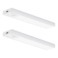Sæt med 2 stk. genopladelige LED-møbellygter med bevægelses- og skumringssensor VIRO LED/1W/3,7V 800 mAh 3000/4000/6500K 20 cm hvid