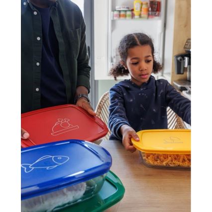 Sæt med 2 stk. PYREX glasbeholdere til opbevaring af mad, 1,2/2,5 l