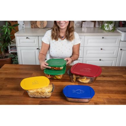 Sæt med 2 stk. PYREX glasbeholdere til opbevaring af mad, 1,2/2,5 l