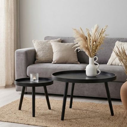 Sæt med 2 VERDE sofaborde Ø 60/38 cm, sort