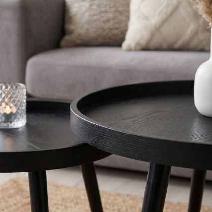 Sæt med 2 VERDE sofaborde Ø 60/38 cm, sort