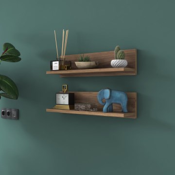 SÆT MED 2 Væghylder RANI 60x15 cm brun