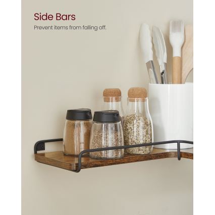 Sæt med 2 væghylder SHELFY 40x10x29 cm brun/sort