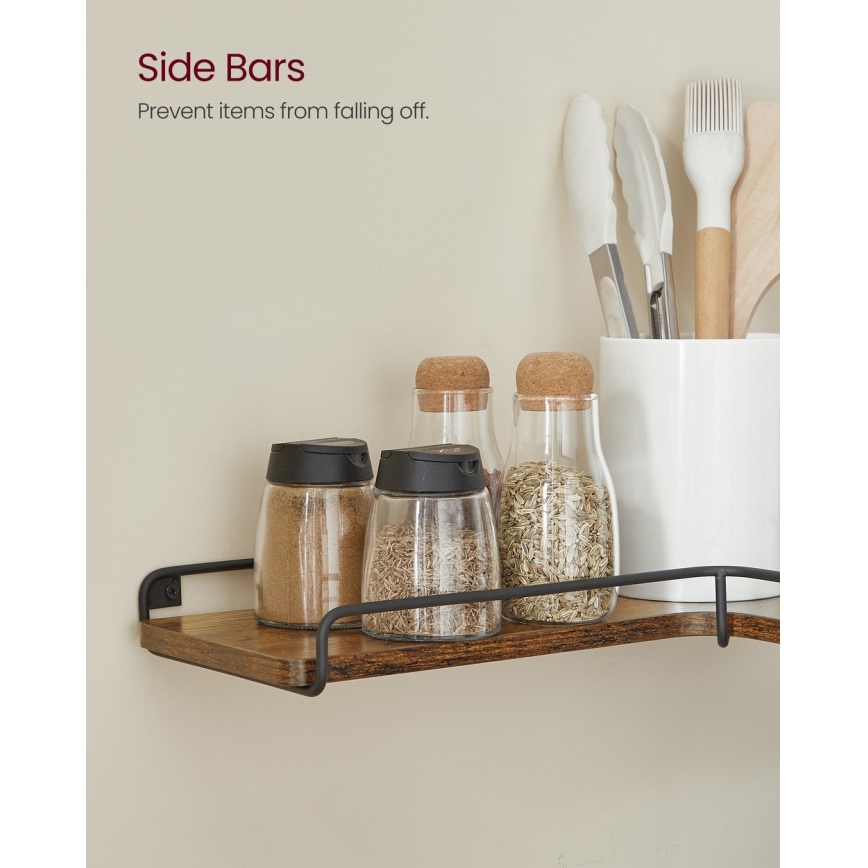Sæt med 2 væghylder SHELFY 40x10x29 cm brun/sort