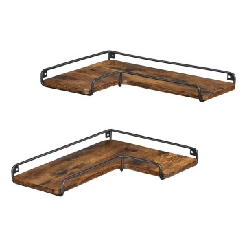 Sæt med 2 væghylder SHELFY, brun/sort