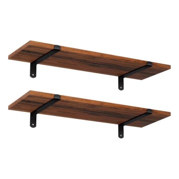 Sæt med 2 væghylder SHELFY, brun/sort