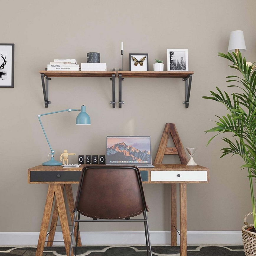 Sæt med 2 væghylder SHELFY, brun/sort