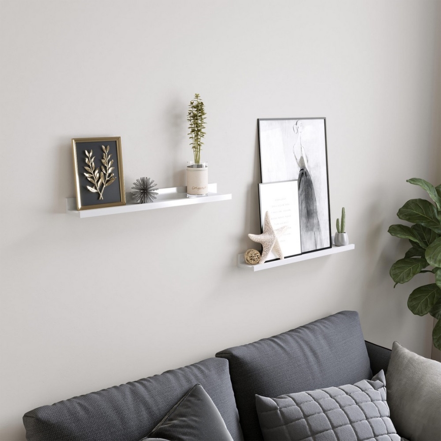 Sæt med 2 væghylder SHELFY, hvid