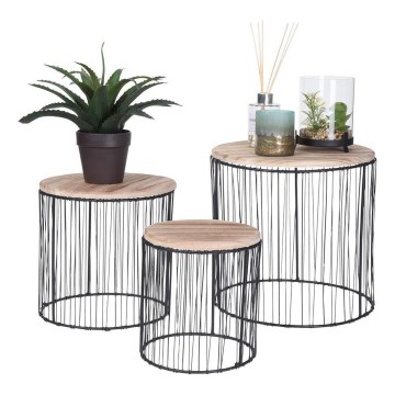 SÆT MED 3 Blomsterringe, Ø 19/23/28 cm, sort/beige
