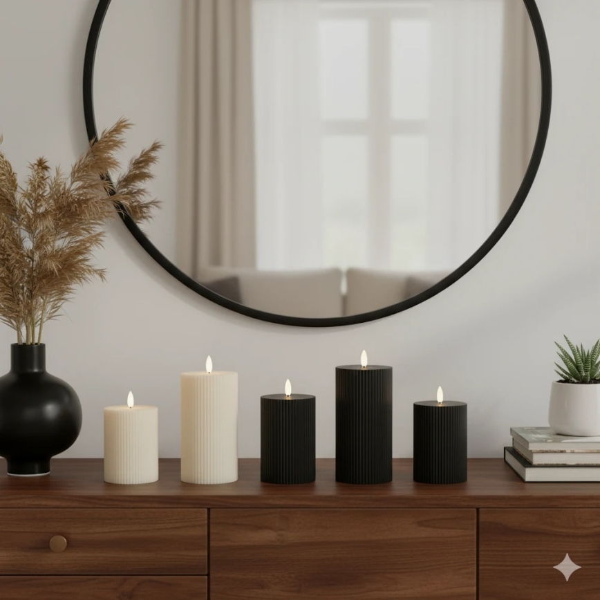 Sæt med 3 BRILLO LED-lys, LED/2xAA, sort + fjernbetjening