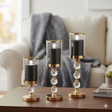 Sæt med 3 BRILLO LED-lys, LED/2xAA, sort + fjernbetjening