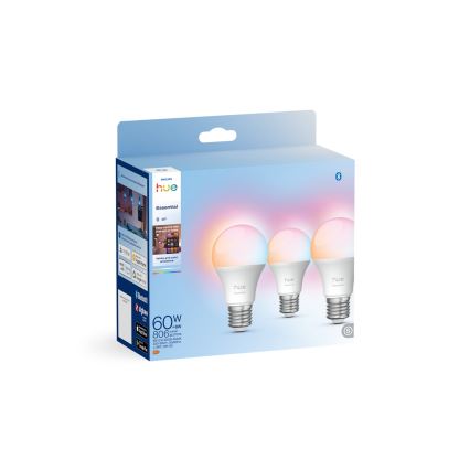 Sæt 3x dæmpbar LED-pære Philips Hue White And Color Ambiance Essential E27/8W/230V 2200-6500K