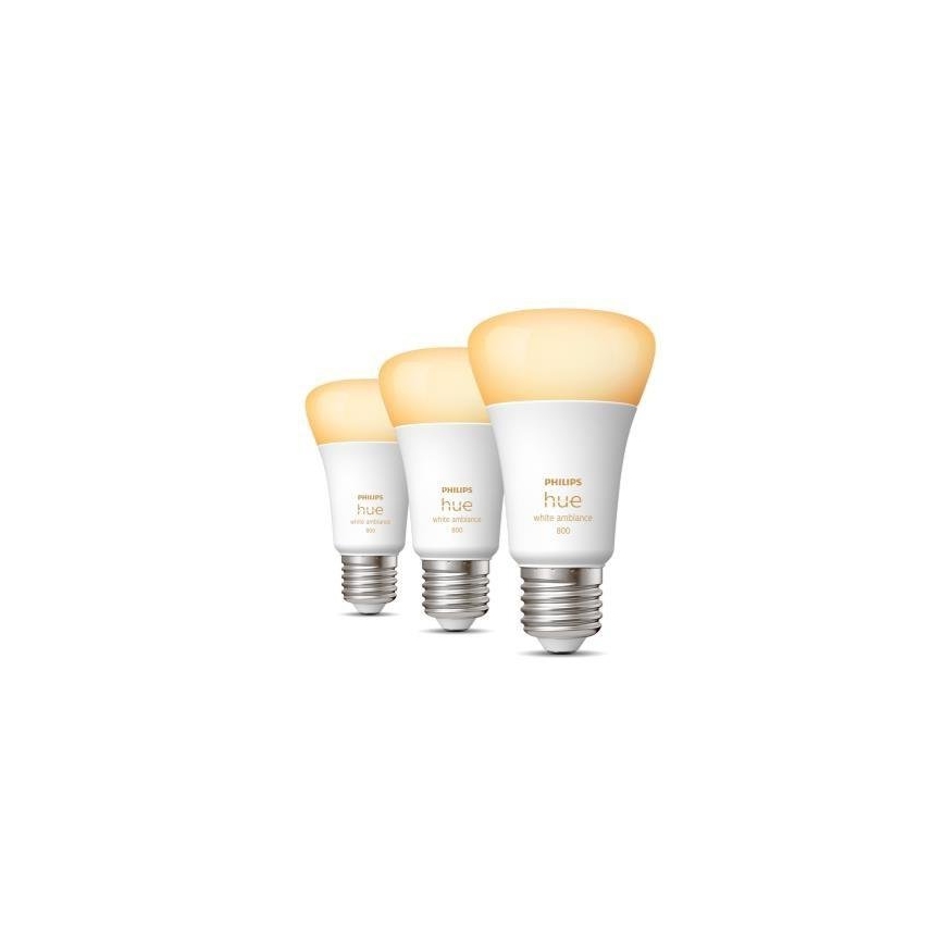 Sæt med 3x dæmpbare Philips Hue WHITE AMBIANCE A60 E27/6W/230V 2200-6500K
