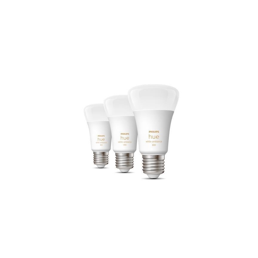 Sæt med 3x dæmpbare Philips Hue WHITE AMBIANCE A60 E27/6W/230V 2200-6500K