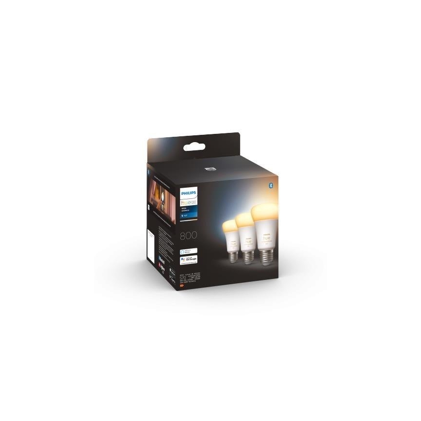 Sæt med 3x dæmpbare Philips Hue WHITE AMBIANCE A60 E27/6W/230V 2200-6500K
