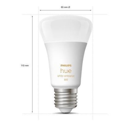 Sæt med 3x dæmpbare Philips Hue WHITE AMBIANCE A60 E27/6W/230V 2200-6500K