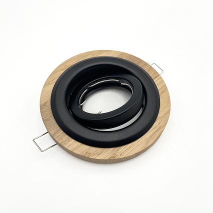 Sæt med 3 indbygningsspots TOBBY, 1x GU10/20 W/230 V, Ø 11,5 cm, eg/sort