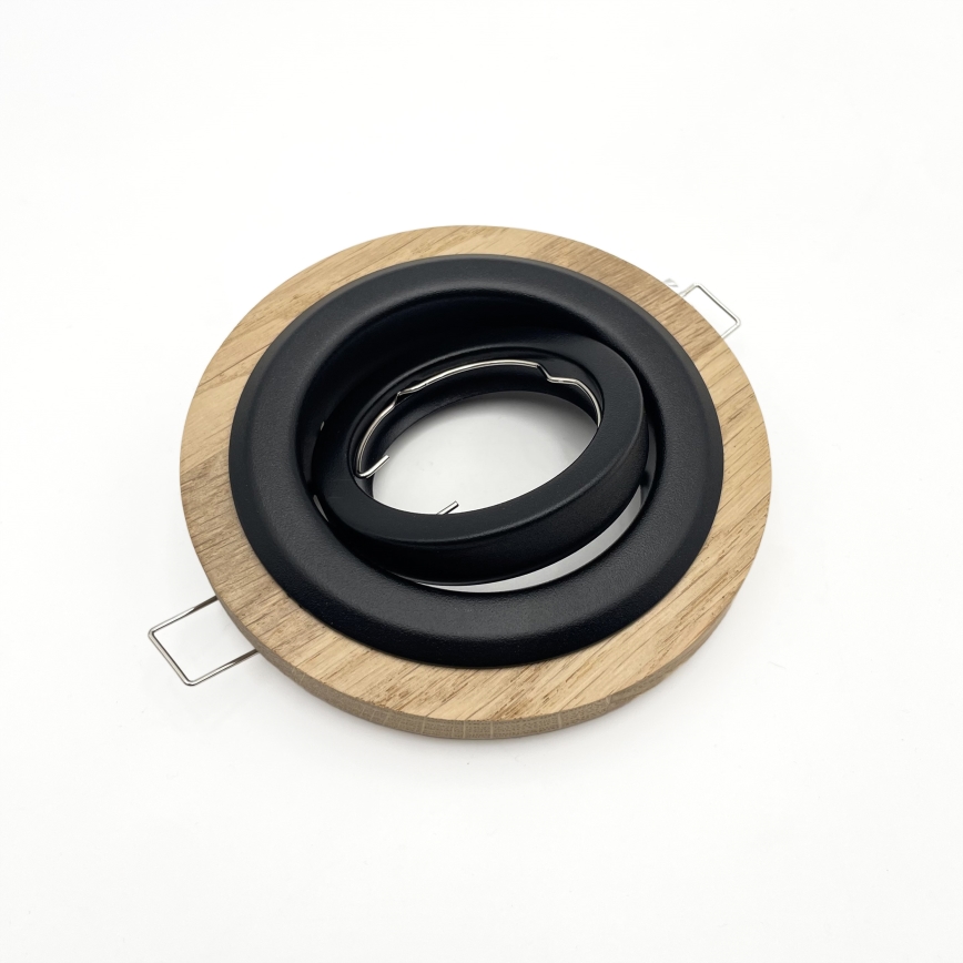 Sæt med 3 indbygningsspots TOBBY, 1x GU10/20 W/230 V, Ø 11,5 cm, eg/sort