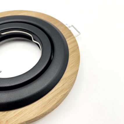 Sæt med 3 indbygningsspots TOBBY, 1x GU10/20 W/230 V, Ø 11,5 cm, eg/sort