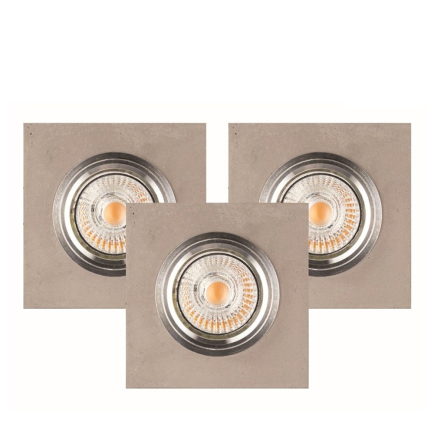 SÆT MED 3 LED Indbygningsspot VITAR 1xGU10/5W/230V CRI 90 beton