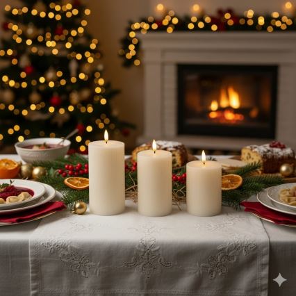 Sæt med 3 LED-lys BRILLO LED/3xAAA cremefarvet + fjernbetjening