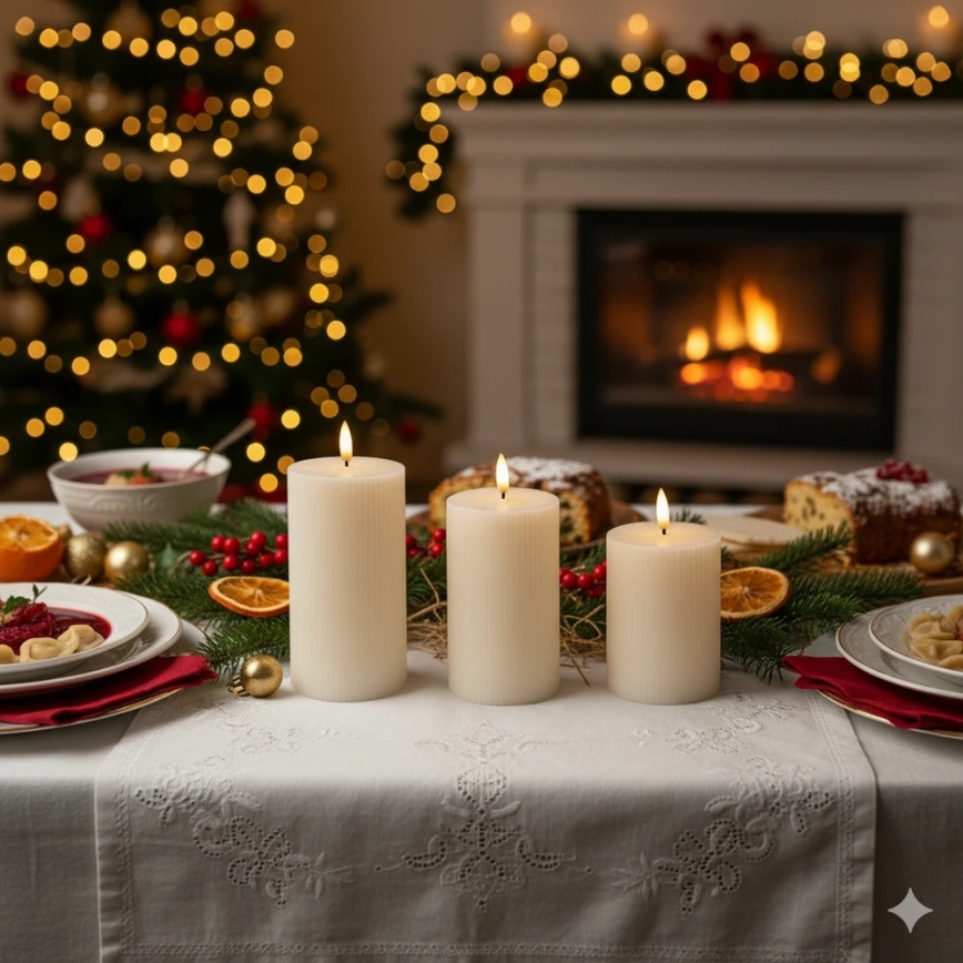 Sæt med 3 LED-lys BRILLO LED/3xAAA cremefarvet + fjernbetjening