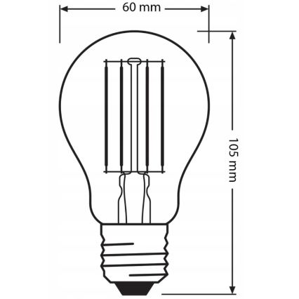 Sæt med 3 LED-pærer BASE CLASSIC FILAMENT A60 E27/7,5W/230V 4000K - Osram