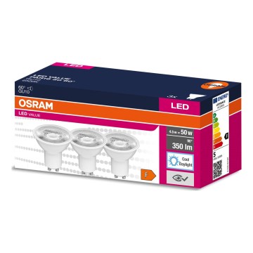 Sæt med 3 LED-pærer PAR16 GU10/4,5W/230V 6500K 60° - Osram