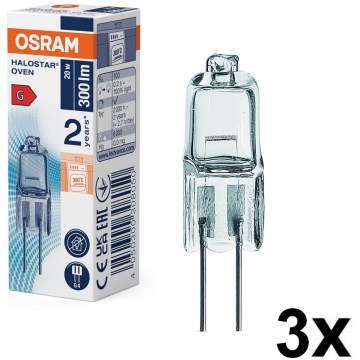 Sæt med 3 lyspærer til ovn HALOSTAR G4/20W/12V 2700K - Osram