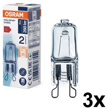 Sæt med 3 ovnpærer HALOPIN G9/25W/230V 2700K - Osram