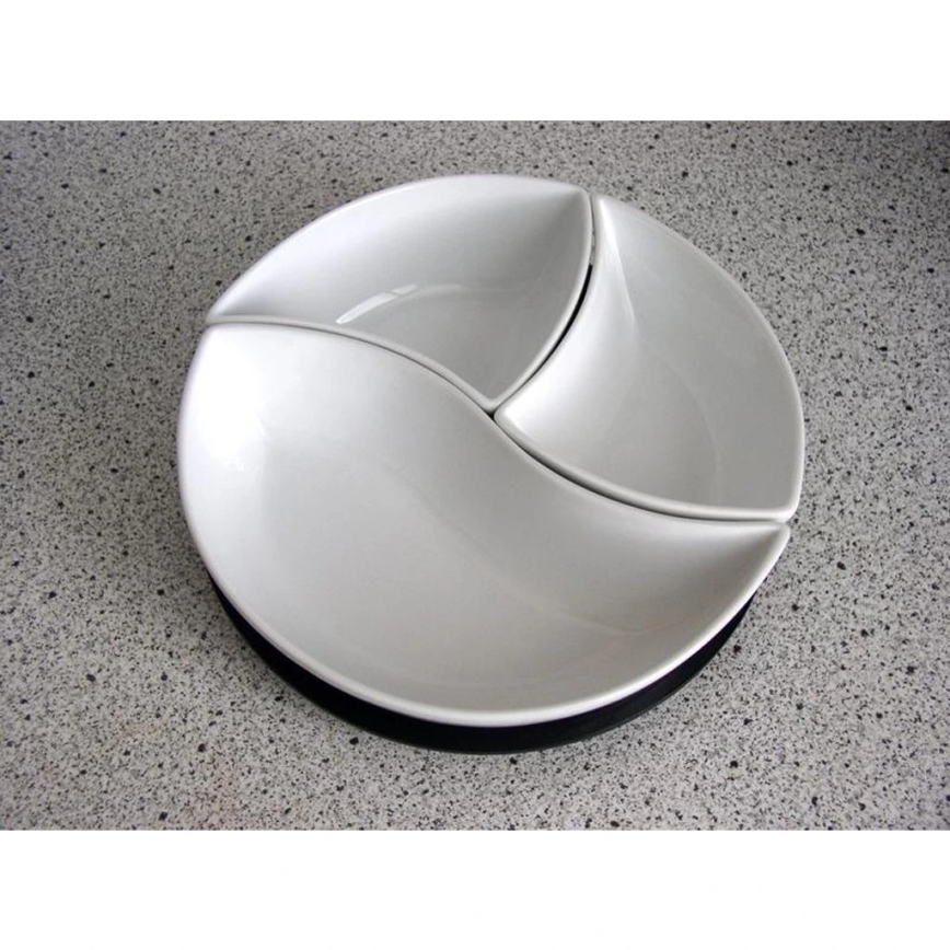 Sæt med 3 skåle inkl. bakke TORO, keramik og træ