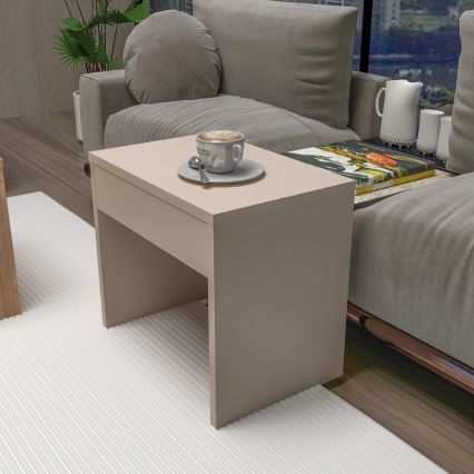 Sæt med 3 sofaborde SOLIS 45/45/100x30/30/40 cm beige/gran