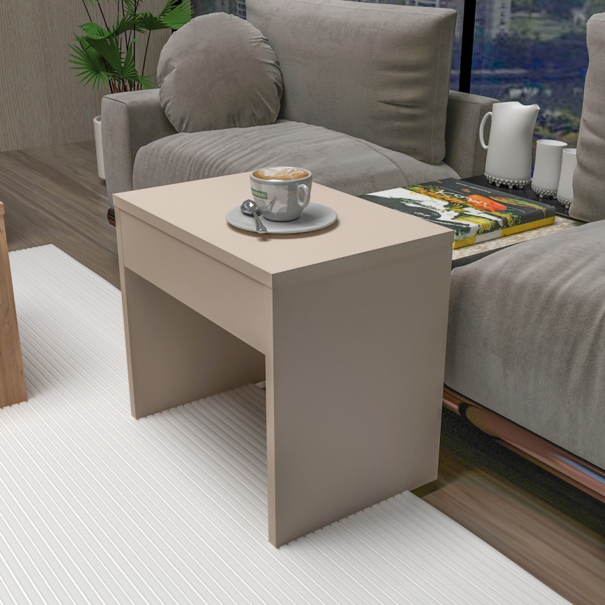 Sæt med 3 sofaborde SOLIS 45/45/100x30/30/40 cm beige/gran