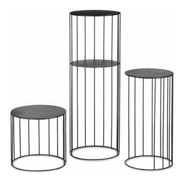 SÆT med 3 stk. blomsterstativer LOFT sort
