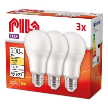 Sæt med 3 stk. LED-pærer Philips Pila E27/13W/230V 2700K