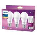 Sæt med 3 stk. Philips A60 LED-pærer, E27, 13W, 230V, 2700K