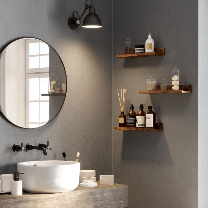 Sæt med 3 væghylder SHELFY 38 x 5 x 10 cm, brun