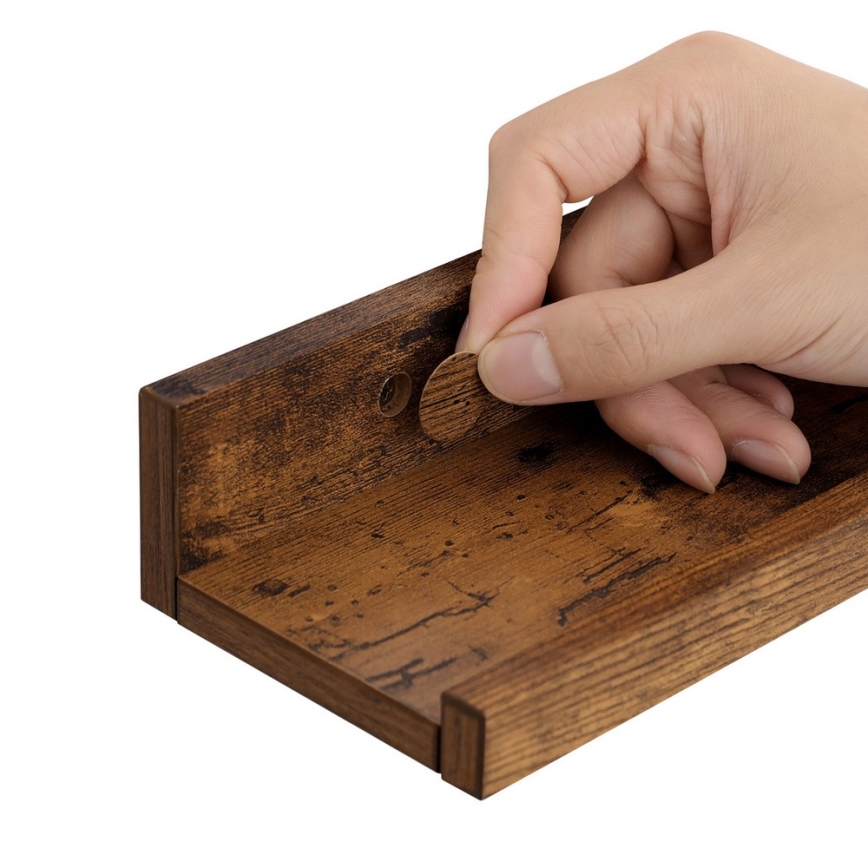 Sæt med 3 væghylder SHELFY 38 x 5 x 10 cm, brun