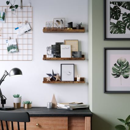 Sæt med 3 væghylder SHELFY, brun